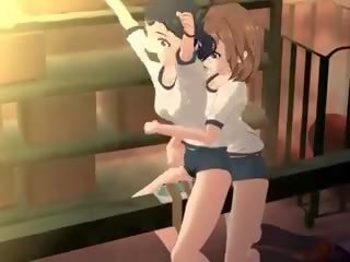 Hentai sekss vergs izpaužas seksuāli spīdzināts uz 3d anime