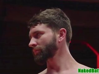 Wrestling hunk facializing stud just after anal