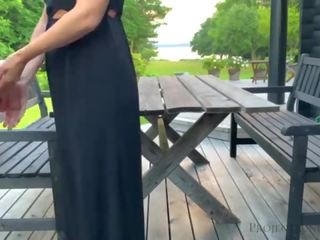 Dirty clip with stepdaughter before she leaves to school - morning outdoor quickie&comma; projectsexdiary