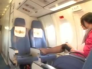 Sexy air hostess gets fresh sperm aboard