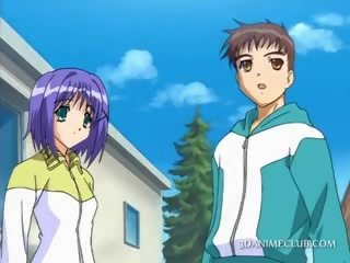 Uskyldig anime skole babe seducing henne coed