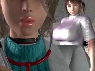 Busty 3d hentai lesbos chia sẻ đâm