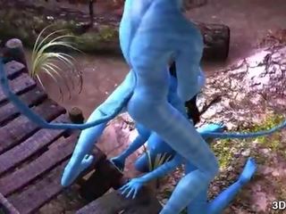 Avatar vogëlushe anale fucked nga i madh blu kokosh
