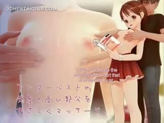 Chúlostivý anime dievča vyzliekol pre sex a kozy teased