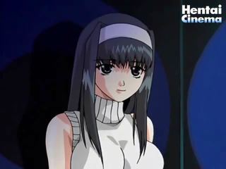 Varmt anime playgirl i miniskjørt tar av henne klær og blir knullet