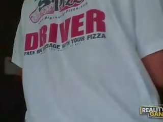 Busty amateur blonde does blowjob and titsjob for pizza guy