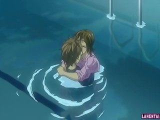 Hentai Babe Making Out In The Pool And Gets Fucked