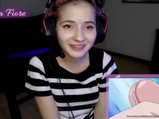 18yo youtuber gets libidinous watching hentai during the stream and masturbates - Emma Fiore