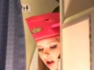 Sexy stewardeza devine proaspăt sperma aboard