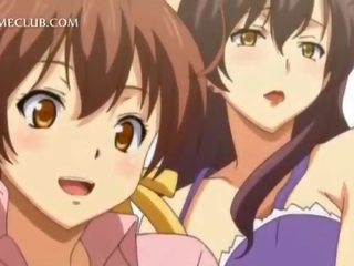 Tizenéves 3d anime lány harcoló vége egy nagy nyél