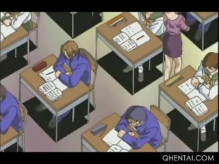 Servitù hentai scuola insegnante soffiando suo alunni pene